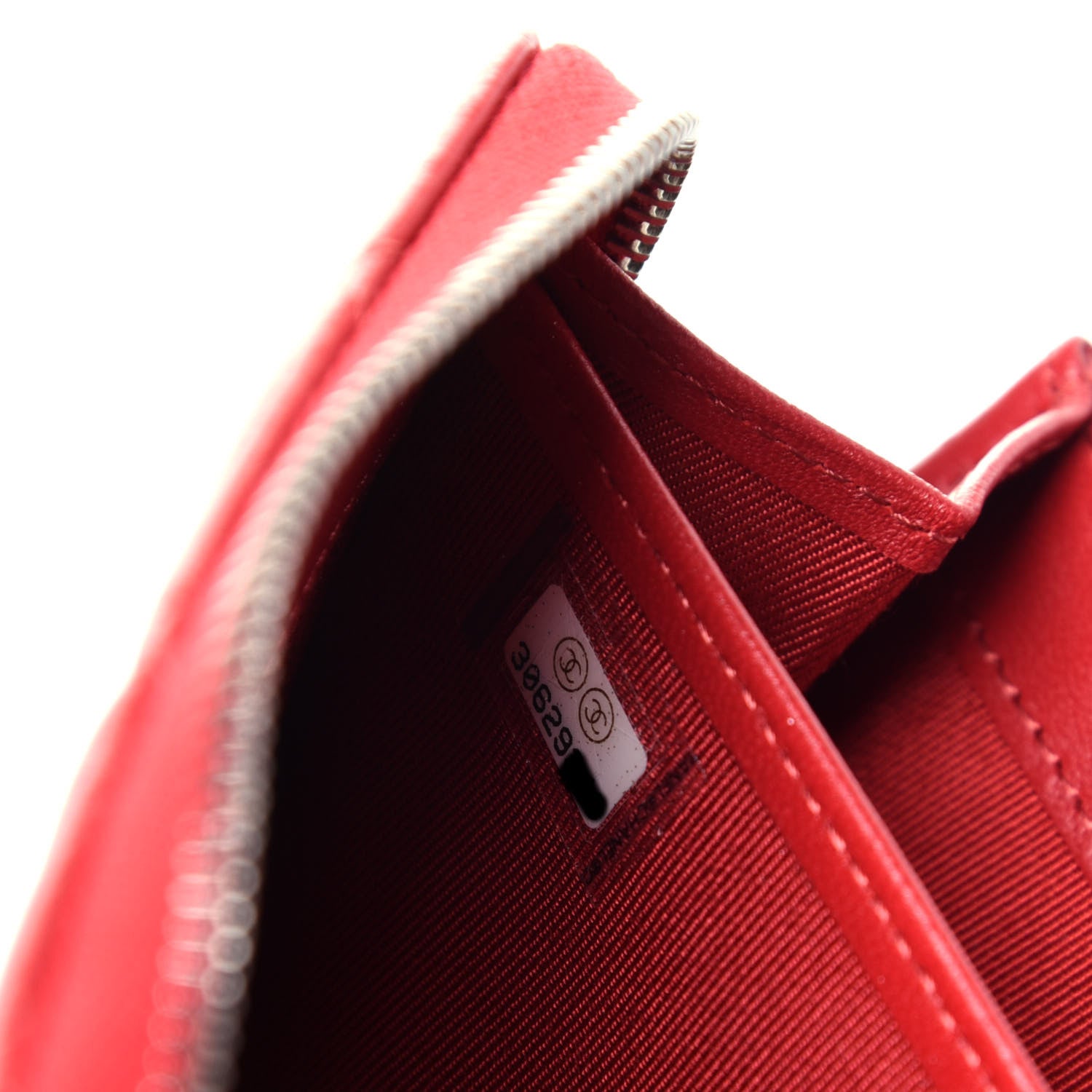 Chanel Lambskin Quilted Gusset Zip Around Wallet Red 7 of 11