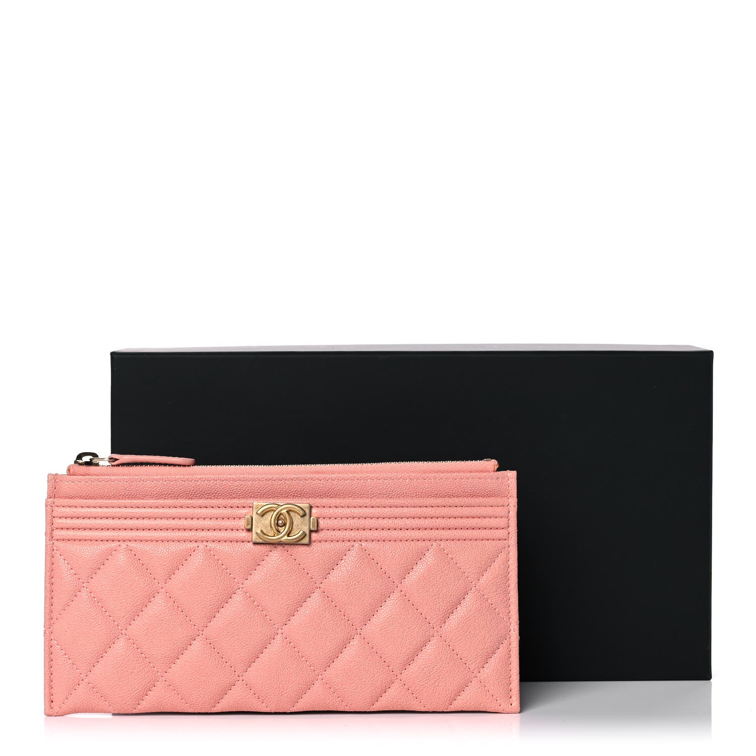 Chanel Caviar Quilted Classic Zip Boy Pouch Light Pink 9 of 9