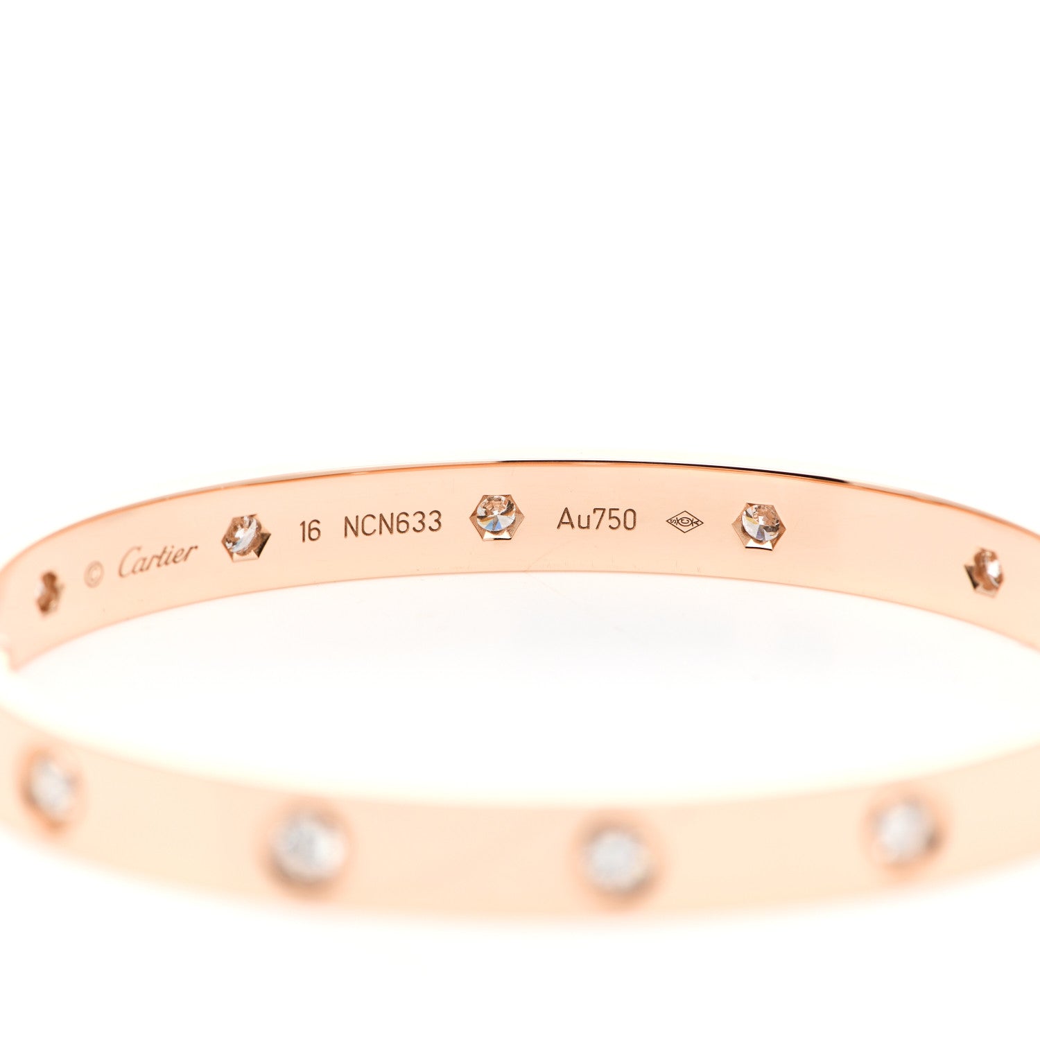 Cartier 18K Pink Gold 10 Diamond LOVE Bracelet 16 4 of 5