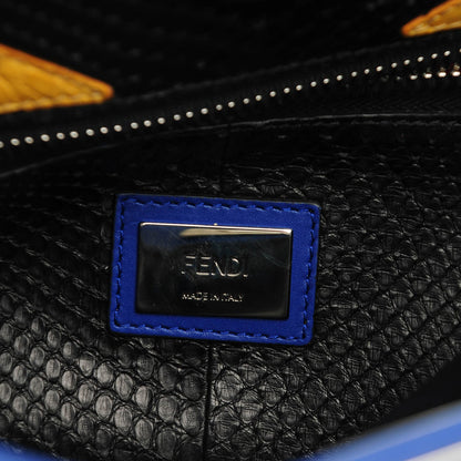 Fendi Vitello Morgan Python Crocodile Monster Eyes Medium Peekaboo Iconic Satchel Blue Neon Sunflower 7 of 9