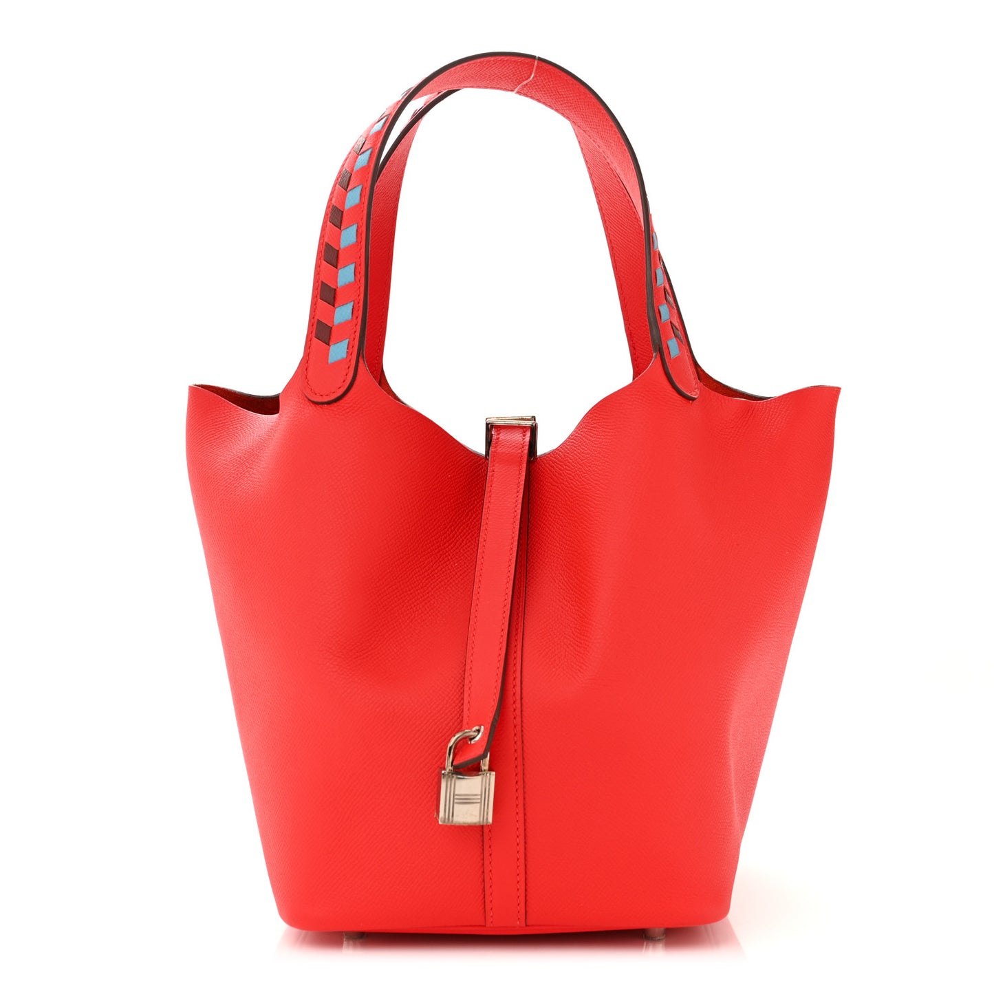 Epsom Tressage De Cuir Picotin Lock 22 MM Rouge Coeur Bleu du Nord Rouge H