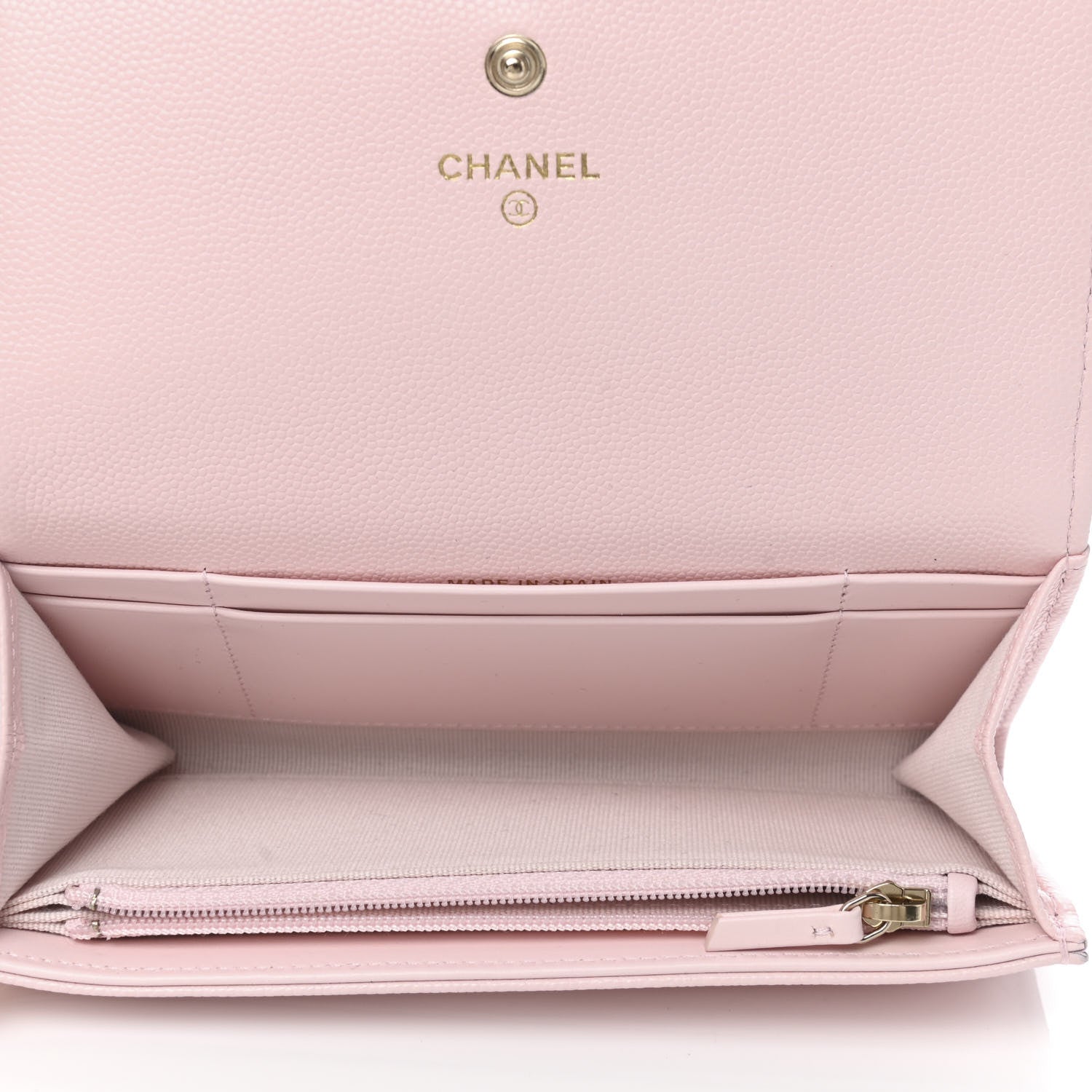 Chanel Caviar Quilted Crystal CC Large Gusset Flap Wallet Pink 5 of 9