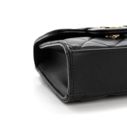 Chanel Lambskin Quilted Top Handle Flap Clutch With Chain Black 9 of 12