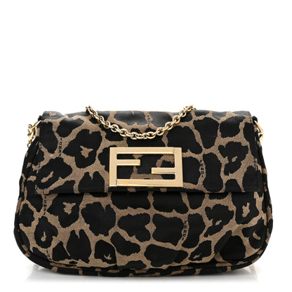 Fendi Jacquard Leopard Print Fendista Pouchette Crossbody Taupe Black 1 of 10