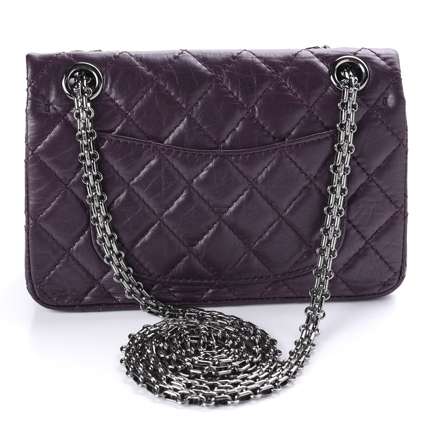Aged Calfskin Quilted 2.55 Reissue 224 Flap Purple