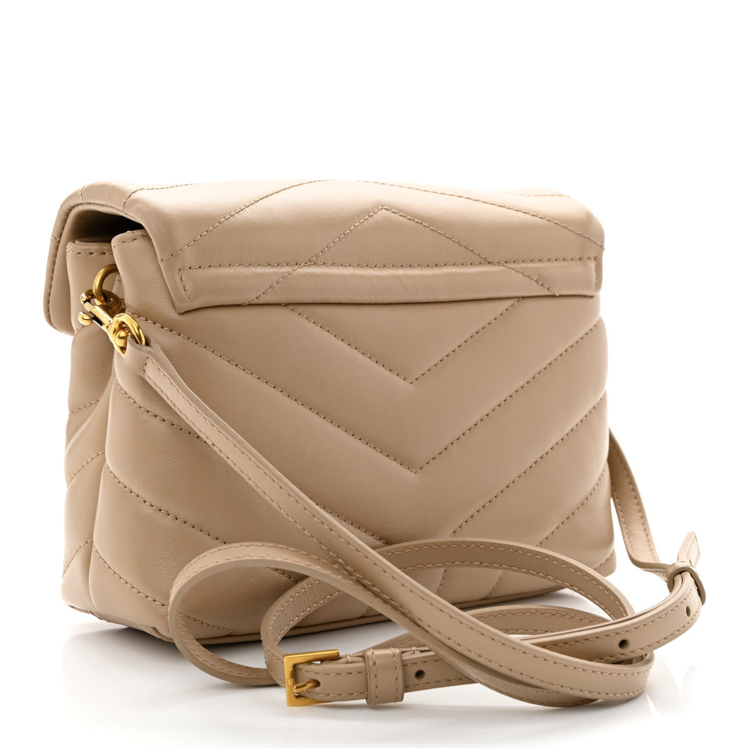 Saint Laurent Calfskin Y Quilted Monogram Toy Loulou Crossbody Bag Dark Beige 3 of 11