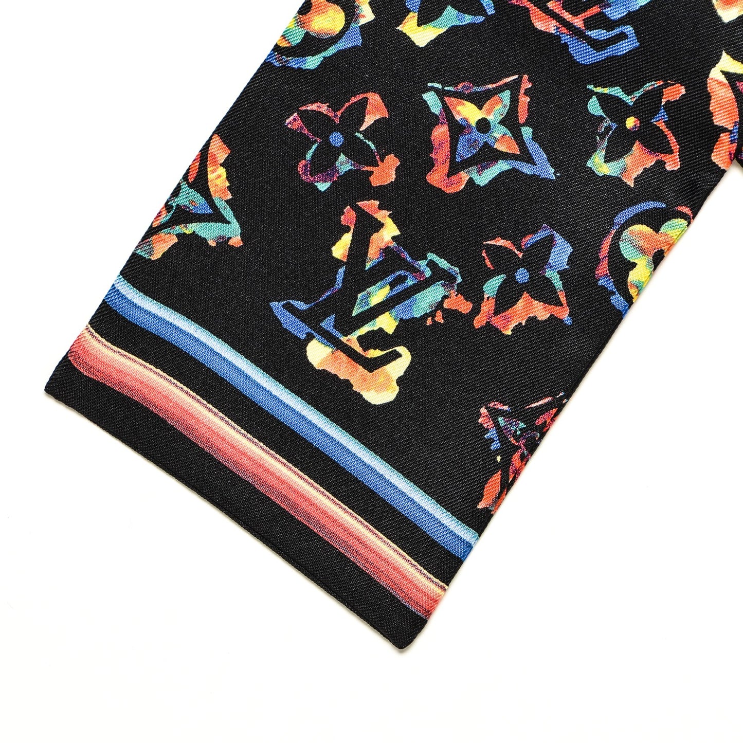 Silk Monogram Rainbow Bandeau Black