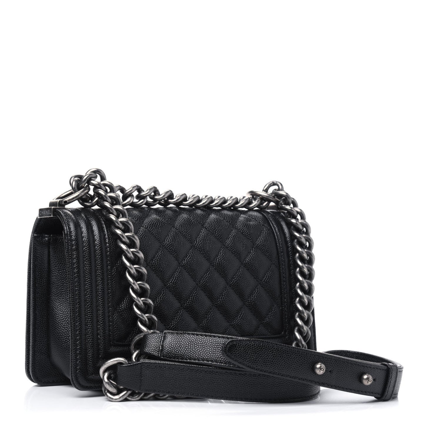Caviar Quilted Small Boy Flap Black