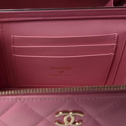 Chanel Lambskin Quilted Small Top Handle Vanity Case With Chain Pink 6 of 10