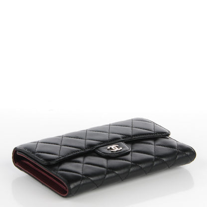 Chanel Lambskin Quilted Large Flap Wallet Black 3 of 8