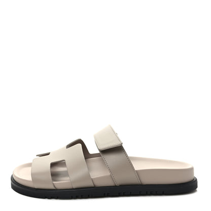 Hermes Calfskin Womens Chypre Sandals 38 Beige Mastic 1 of 9