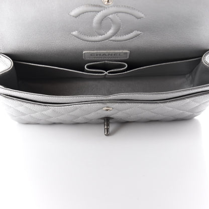 Chanel Metallic Caviar Quilted Medium Double Flap Silver 4 of 12