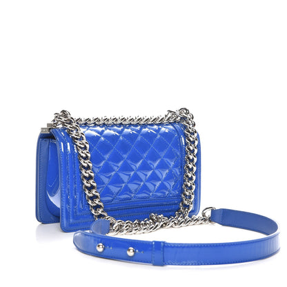 Chanel Patent Calfskin Quilted Small Plexiglass Boy Flap Blue 3 of 7