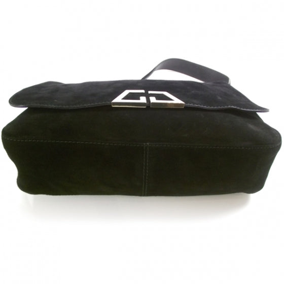 Suede G Square Medium Shoulder Bag Black