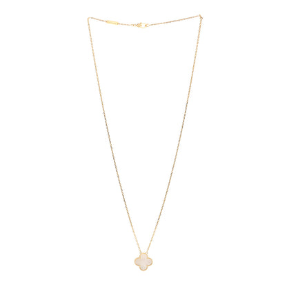 Van Cleef & Arpels 18K Yellow Gold Mother of Pearl Vintage Alhambra Pendant Necklace 3 of 6