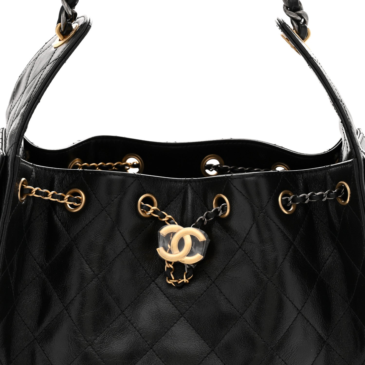 Chanel Shiny Crumpled Calfskin Quilted Small Chanel 25 Handbag Black 8 of 11