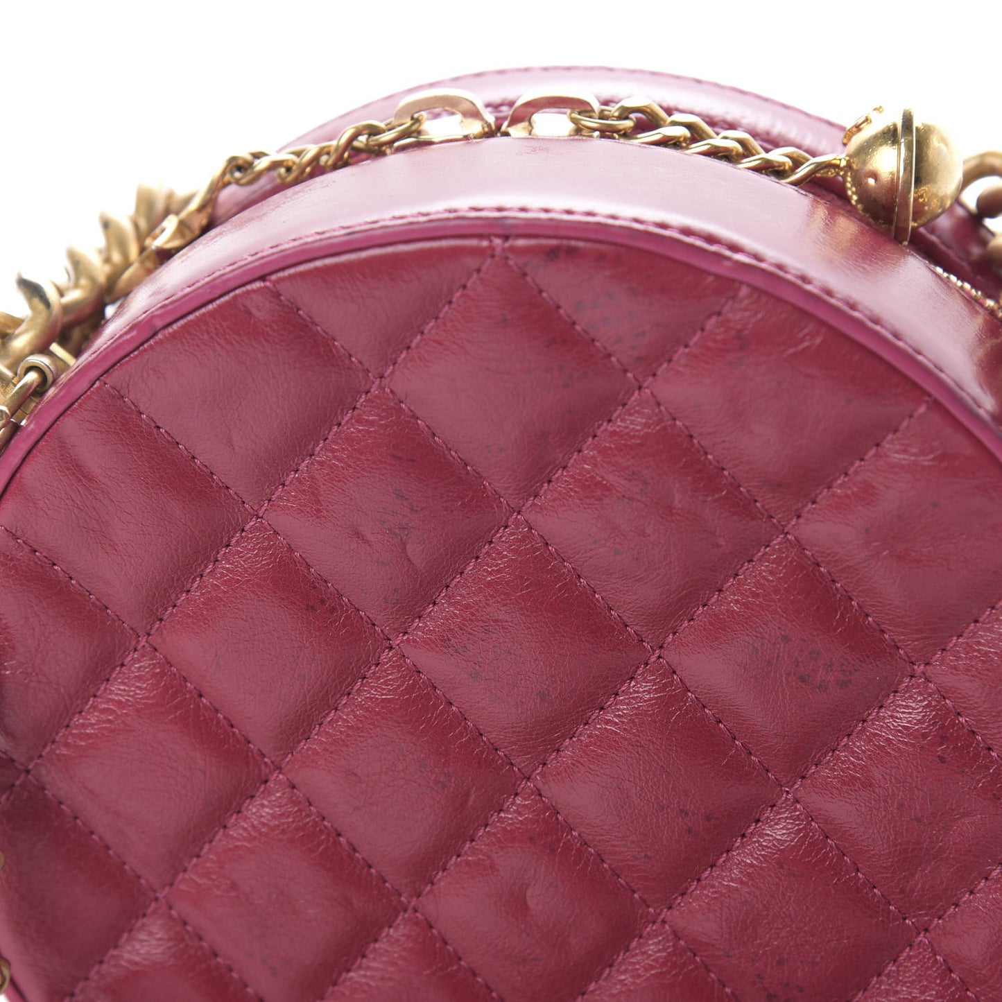 Glazed Calfskin Round As Earth Evening Bag Rouge