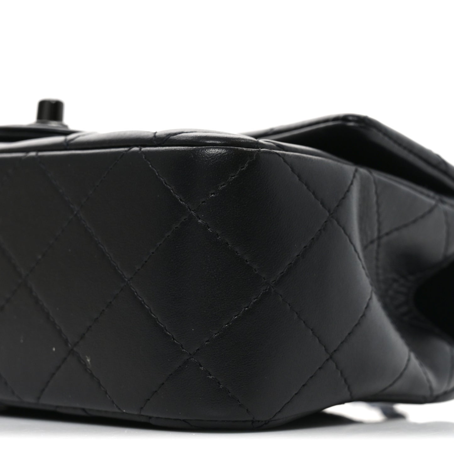 Lambskin Quilted Mini Top Handle Rectangular Flap So Black