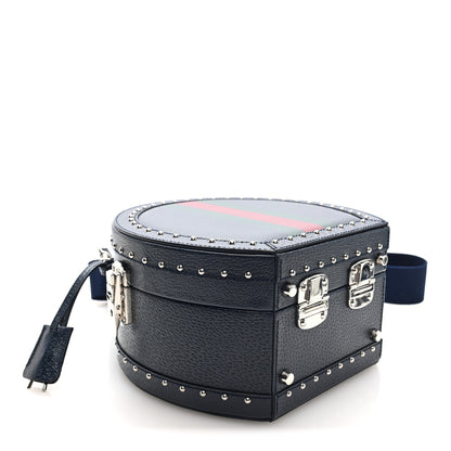 Gucci Textured Dollar Calfskin Web Mini Savoy Hat Box Dark Blue 7 of 17