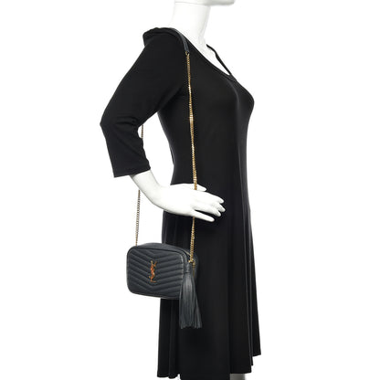 Saint Laurent Grain De Poudre Matelasse Monogram Mini Lou Camera Bag Dark Smog 2 of 10