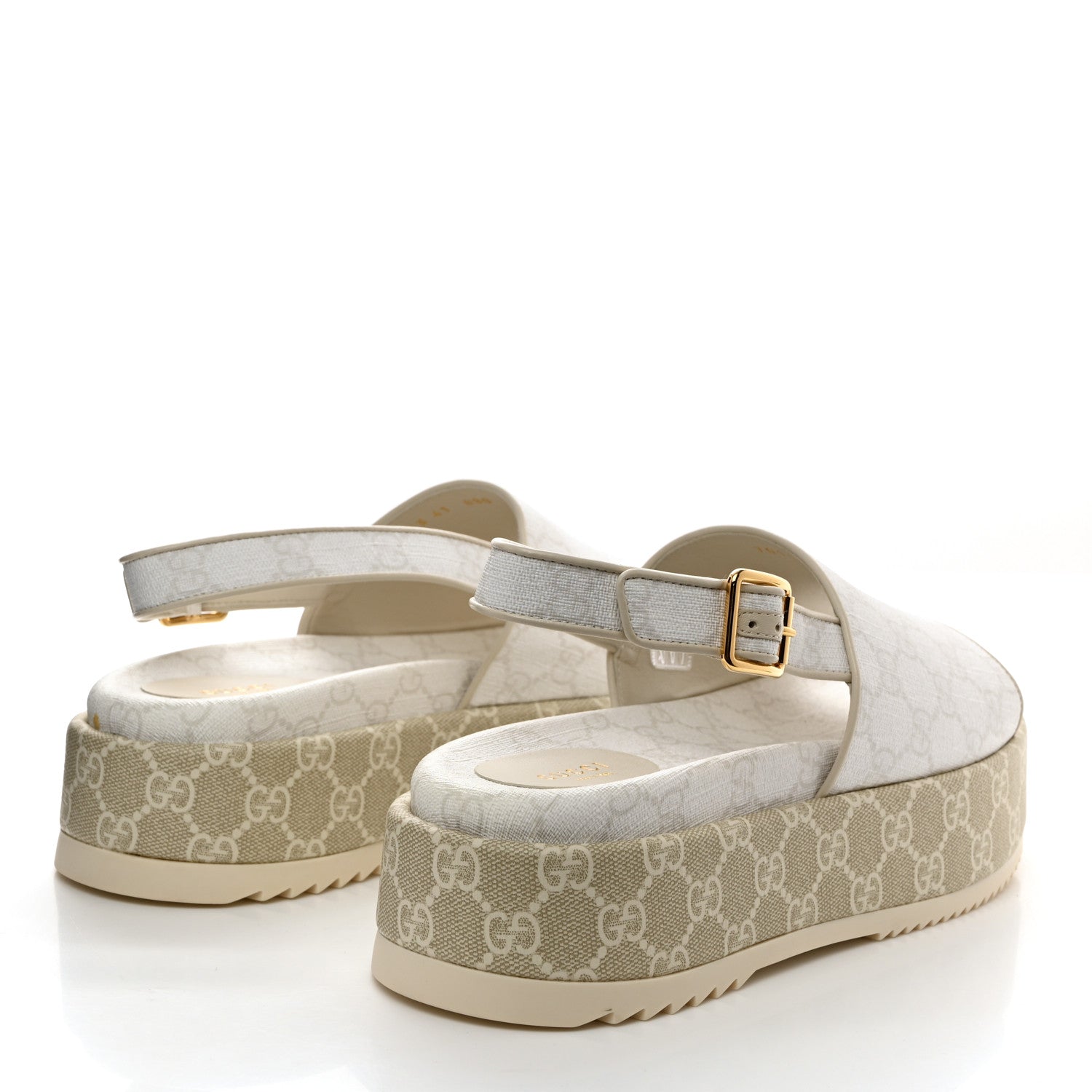Gucci GG Supreme Monogram Granada Kid Angelina Platform 35mm Slingback Sandals 41 White Mystic White 4 of 10