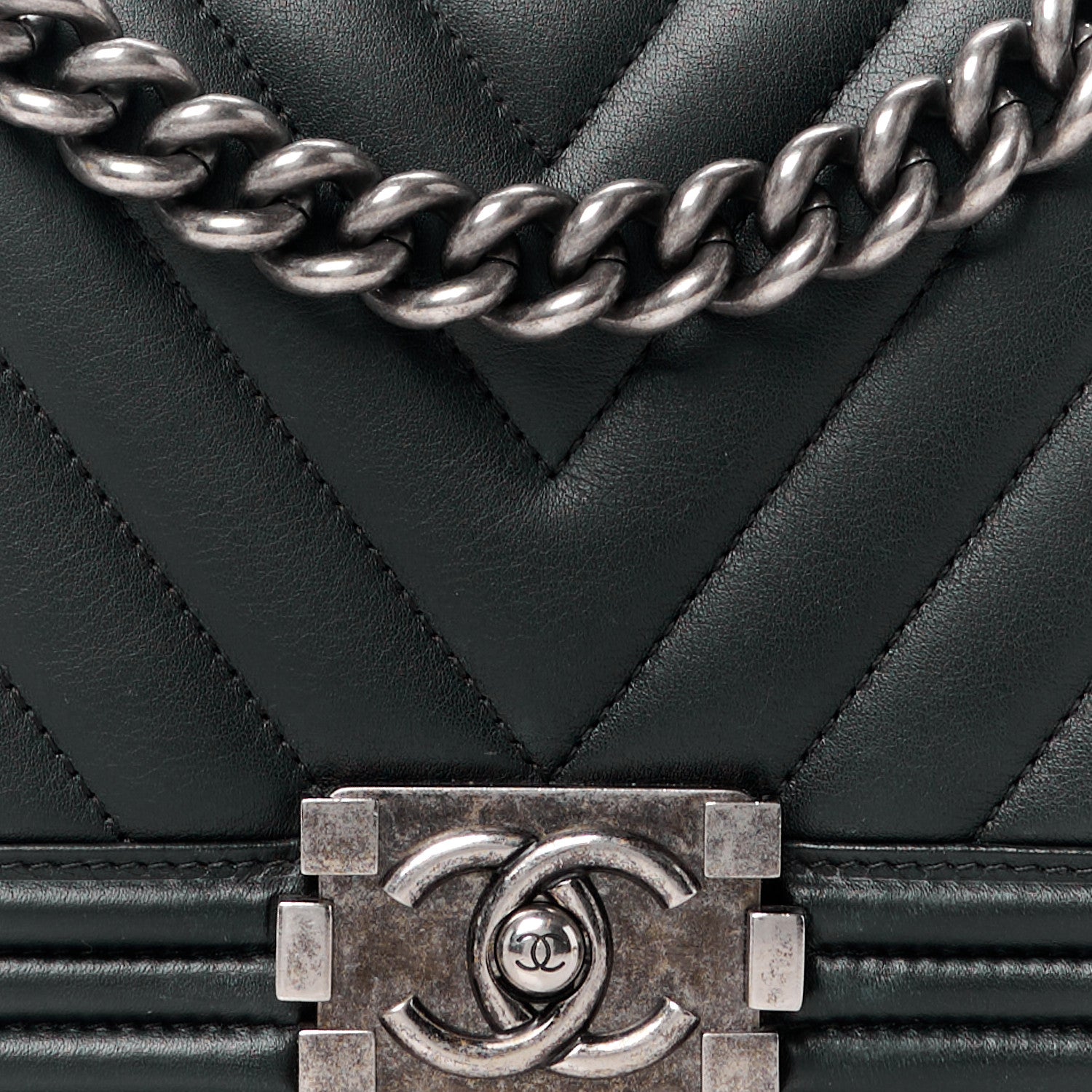 Chanel Lambskin Chevron Quilted Medium Boy Flap Black 8 of 12