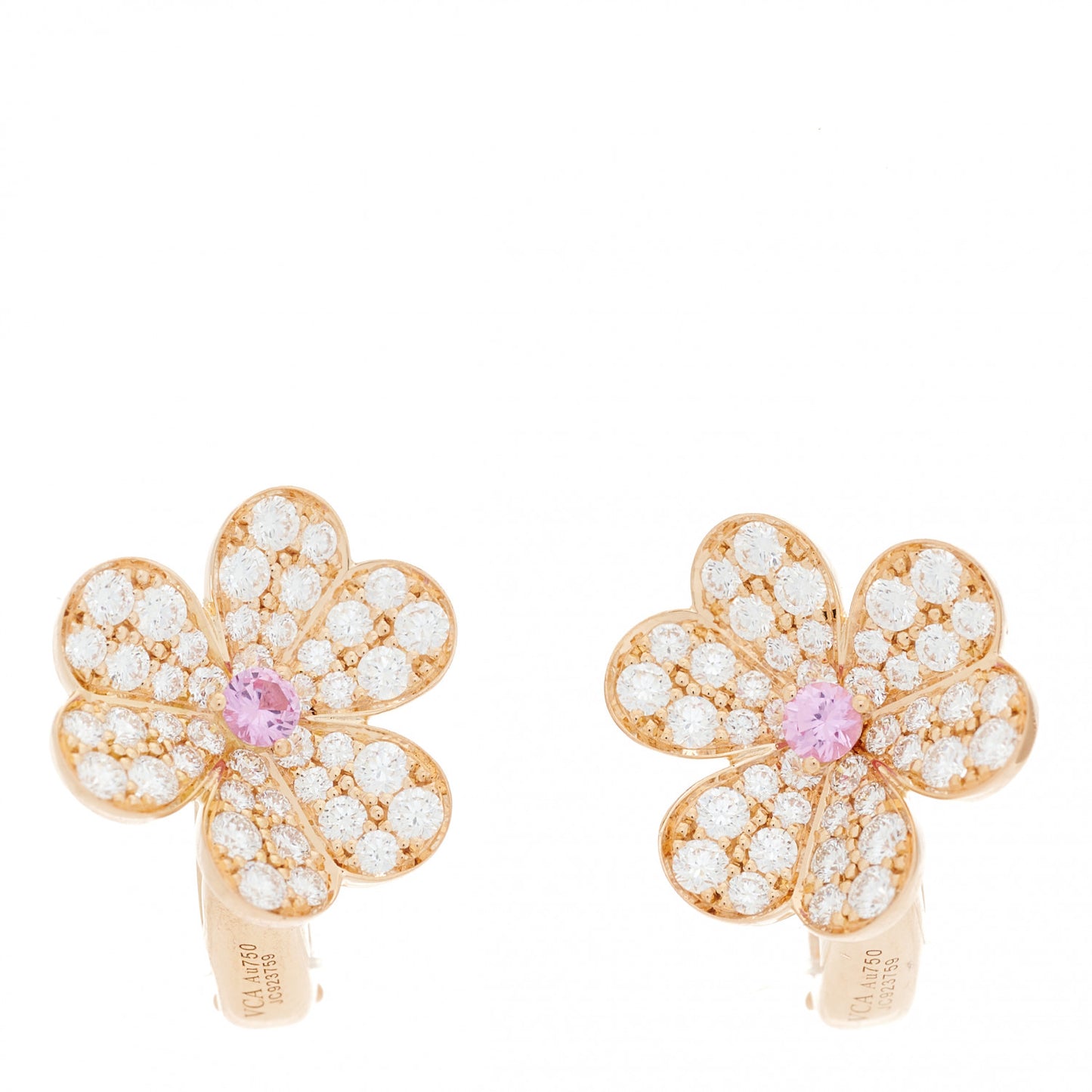 18K Rose Gold Diamond Pink Sapphire Small Frivole Earrings