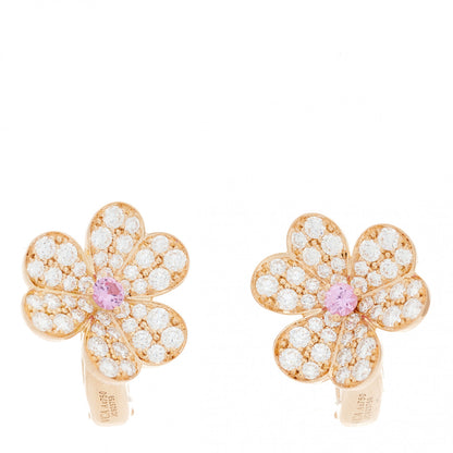 Van Cleef & Arpels 18K Rose Gold Diamond Pink Sapphire Small Frivole Earrings 1 of 5