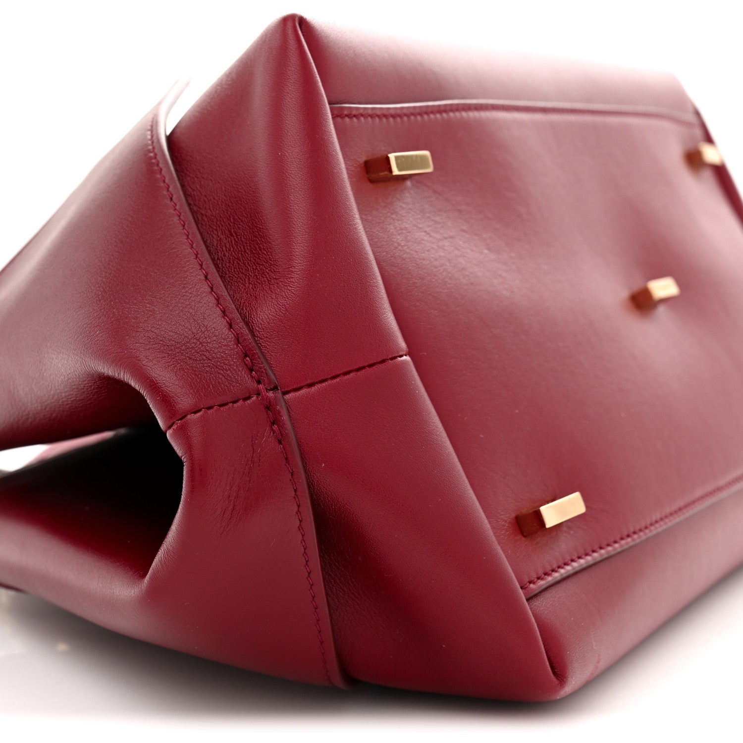 Salvatore Ferragamo Calfskin Braided Small Blossom Top Handle Bag Burgundy 8 of 9