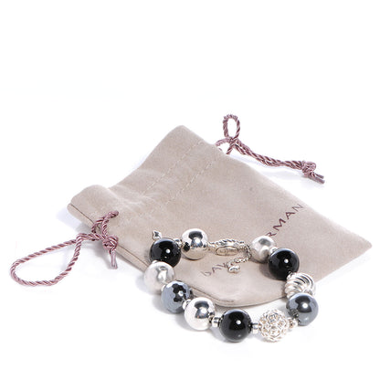 David Yurman Sterling Silver Black Onyx Hematine 12-14mm Elements Bracelet 6 of 6