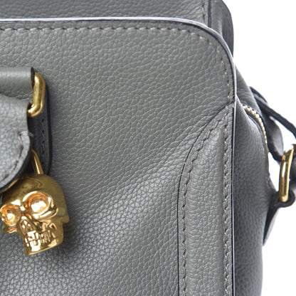 Alexander McQueen Pebbled Calfskin Small Skull Padlock Zip Around Tote Dark Grey 10 of 21