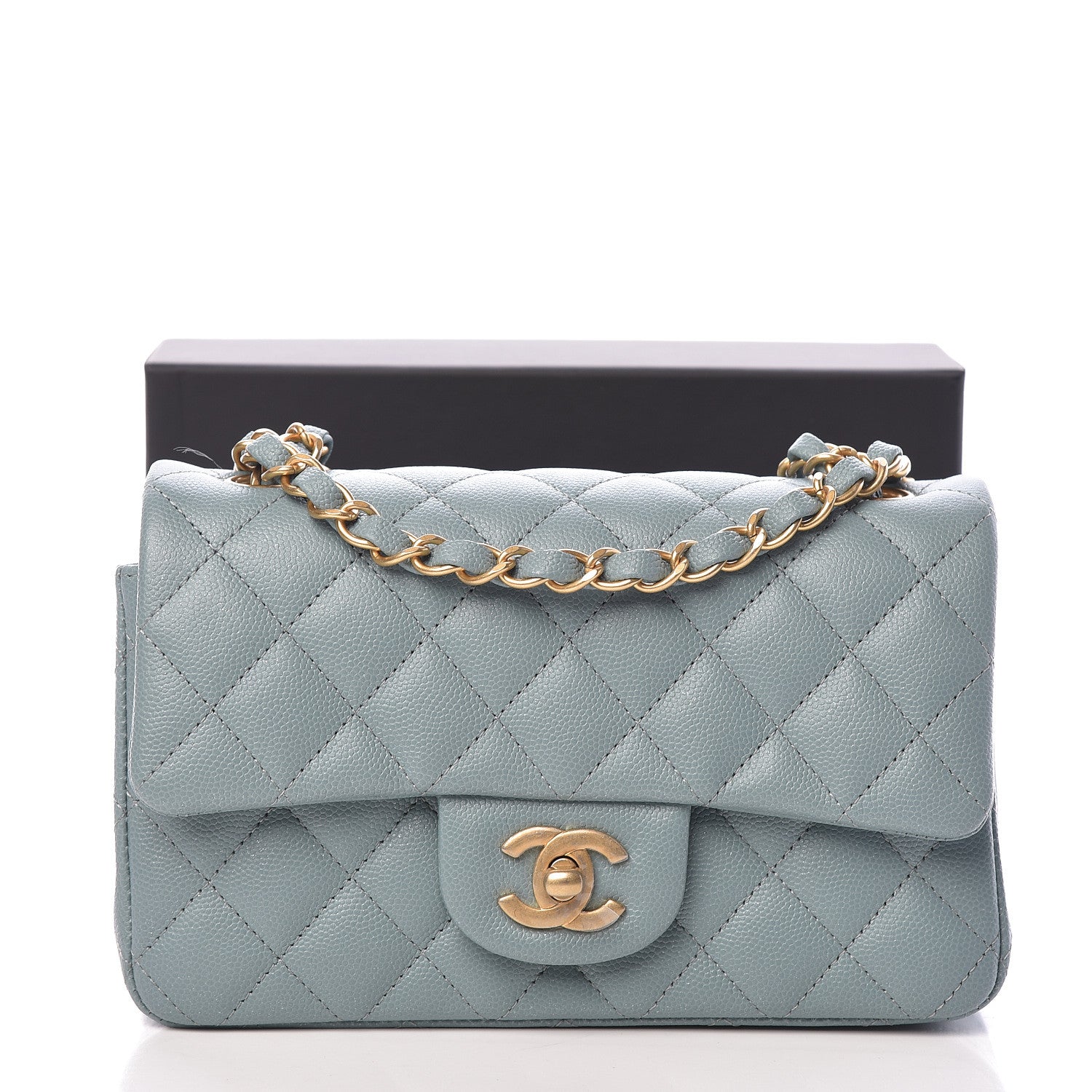Chanel Iridescent Caviar Quilted Mini Rectangular Flap Light Blue 11 of 11