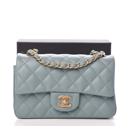 Chanel Iridescent Caviar Quilted Mini Rectangular Flap Light Blue 11 of 11