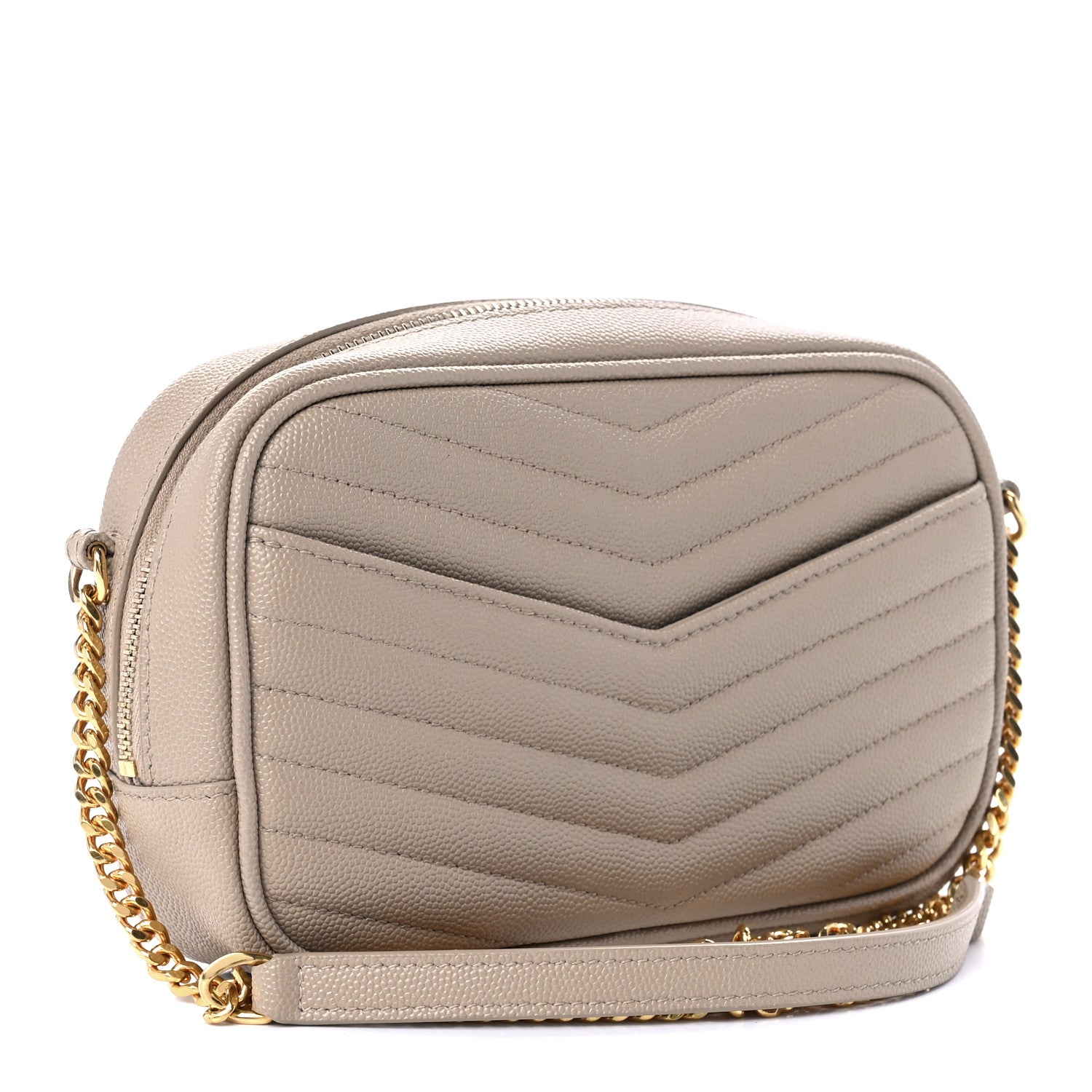 Saint Laurent Grain De Poudre Matelasse Monogram Mini Lou Camera Bag Dark Beige 3 of 11