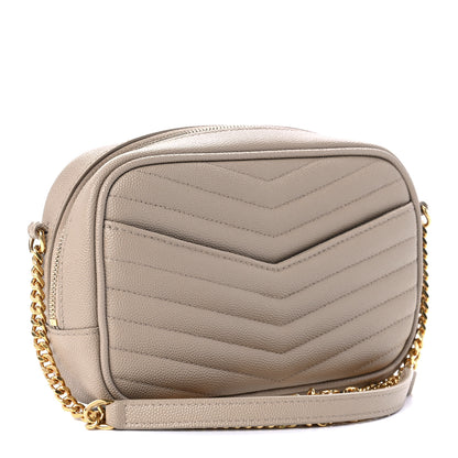 Saint Laurent Grain De Poudre Matelasse Monogram Mini Lou Camera Bag Dark Beige 3 of 11