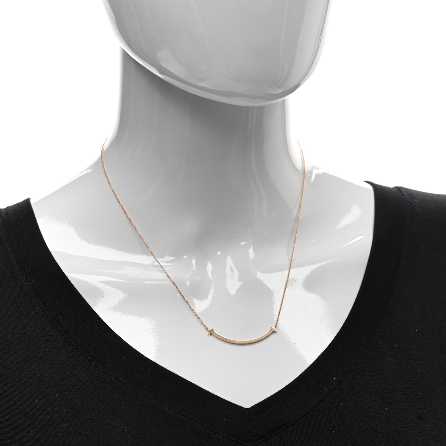 18K Rose Gold Small T Smile Pendant Necklace