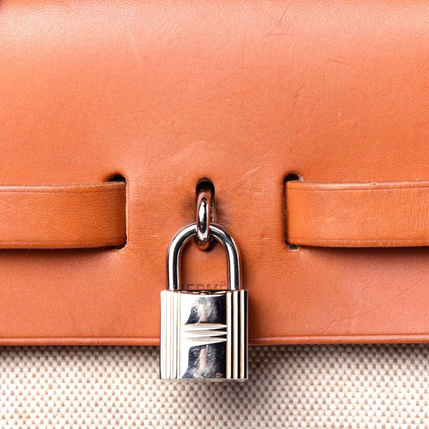 Hermes Toile Vache Calfskin Herbag 30 PM Backpack Natural 23 of 32