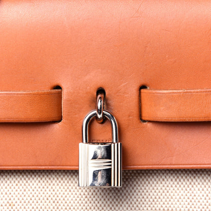 Hermes Toile Vache Calfskin Herbag 30 PM Backpack Natural 23 of 32