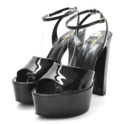 Saint Laurent Patent Sexy 95 Tanouk Platform Sandals 39.5 Black 4 of 10