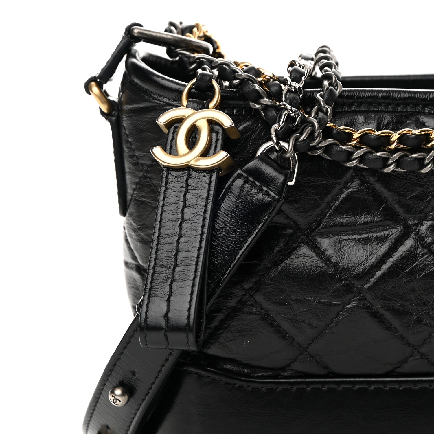 Chanel Aged Calfskin Quilted Small Gabrielle Hobo Black 8 of 14