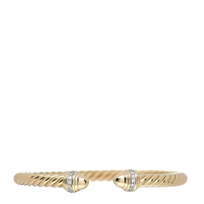 David Yurman 18K Yellow Gold Diamond 5mm Cable Classics Dome Bracelet 1 of 4