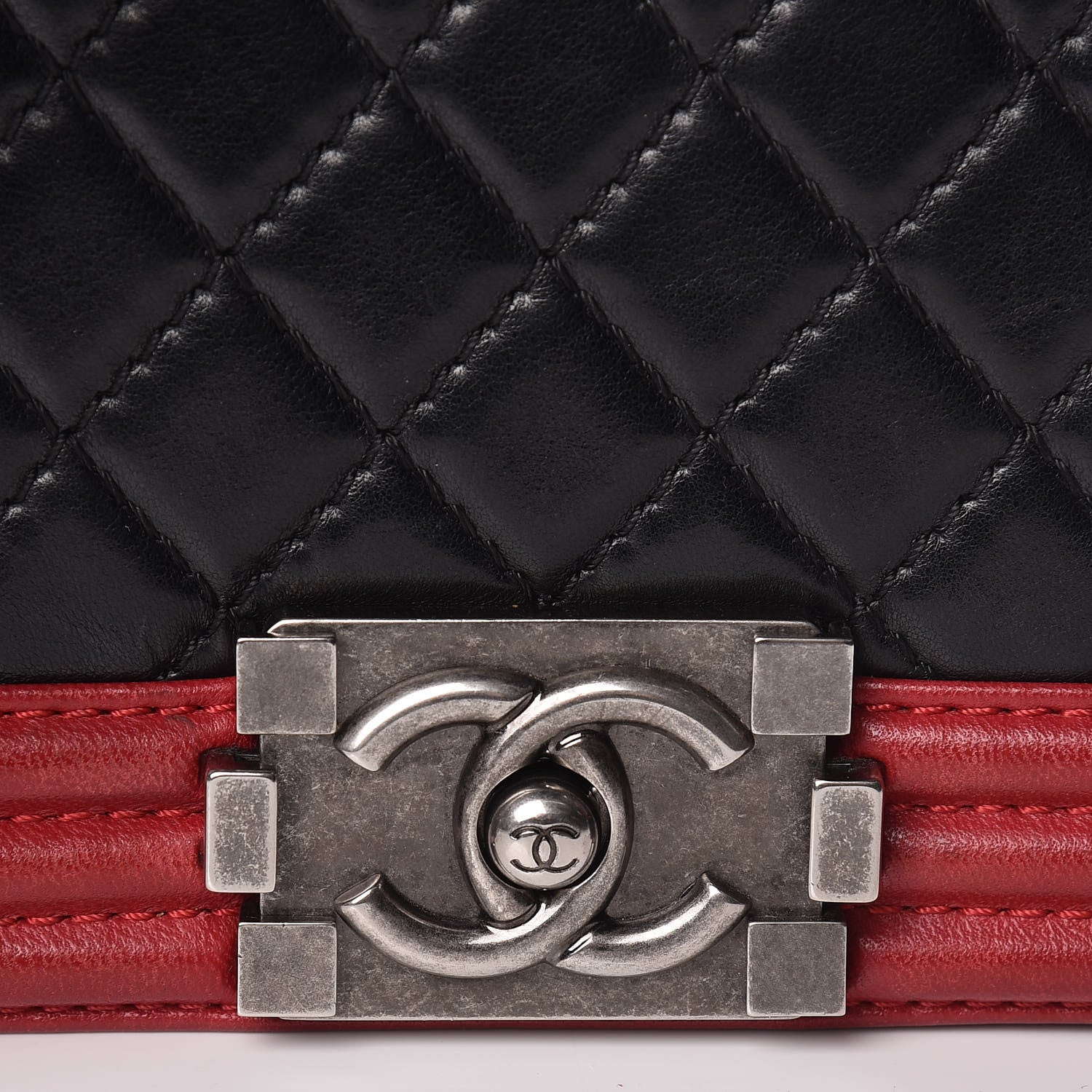 Chanel Lambskin Quilted Medium Boy Flap Black Red 8 of 10