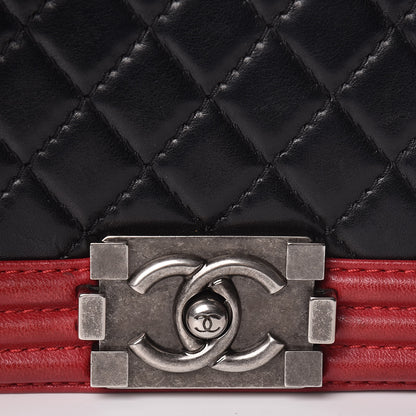 Chanel Lambskin Quilted Medium Boy Flap Black Red 8 of 10