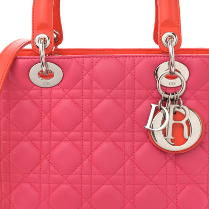 Christian Dior Lambskin Cannage Tri-Color Medium Lady Dior Orange Riviera Fuchsia Cosmopolitan Lipstick Natural 8 of 10