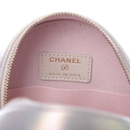 Chanel Iridescent Lambskin Quilted Round Clutch With Chain Ivory 6 of 11
