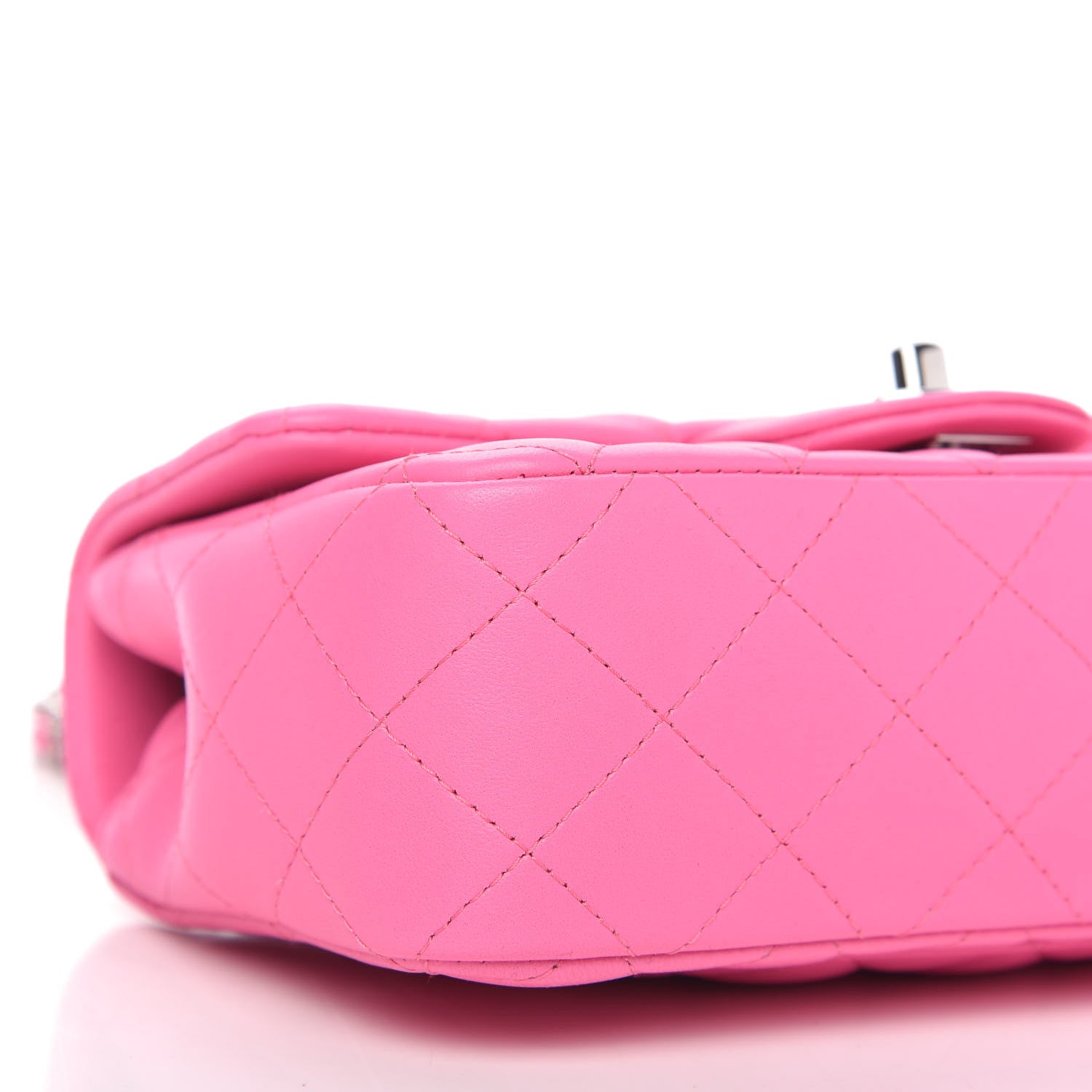 Chanel Lambskin Quilted Mini Rectangular Flap Neon Pink 6 of 11