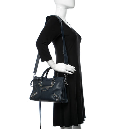 Balenciaga Chevre Silver Metallic Edge Hardware S City Bleu Nuit Dark Sea 2 of 10