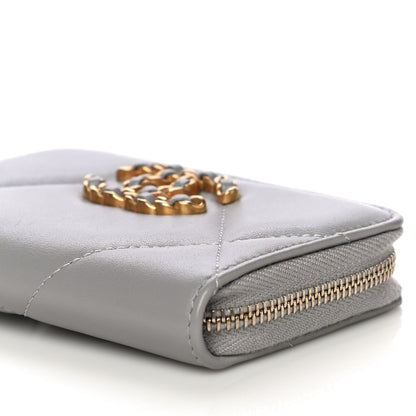 Chanel Lambskin Quilted Chanel 19 Zip Around Coin Purse Wallet Grey 9 of 10