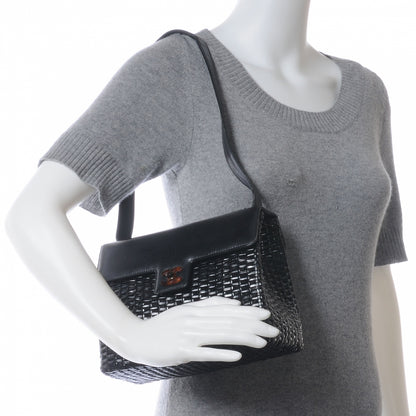 Chanel Straw Bag Tortoise CC Lock Black 2 of 7