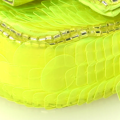 Fendi Transparent Paillettes Vitello King Nano Maxi Buckle Baguette Charm Yellow Fluo 10 of 11